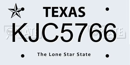KJC5766 Texas License Plate