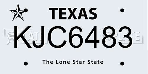 KJC6483 Texas License Plate