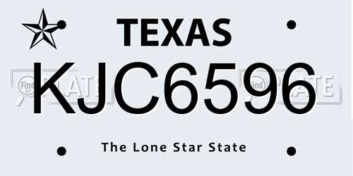 KJC6596 Texas License Plate