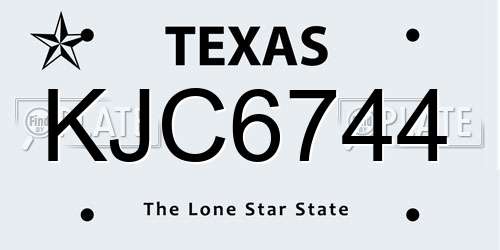 KJC6744 Texas License Plate