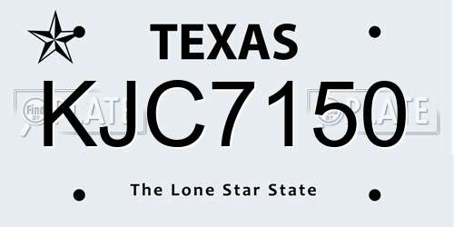 KJC7150 Texas License Plate