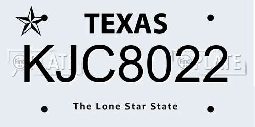 KJC8022 Texas License Plate