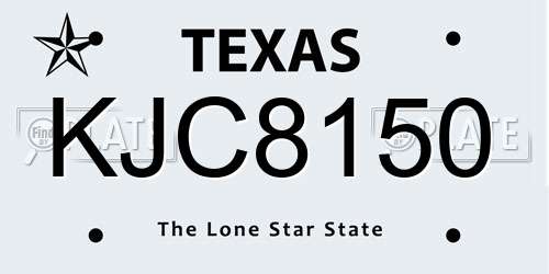 KJC8150 Texas License Plate