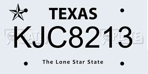 KJC8213 Texas License Plate