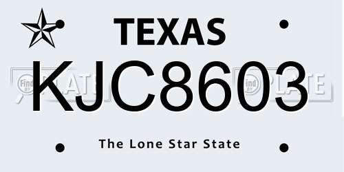 KJC8603 Texas License Plate