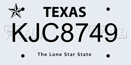 KJC8749 Texas License Plate