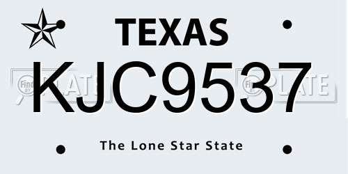 KJC9537 Texas License Plate