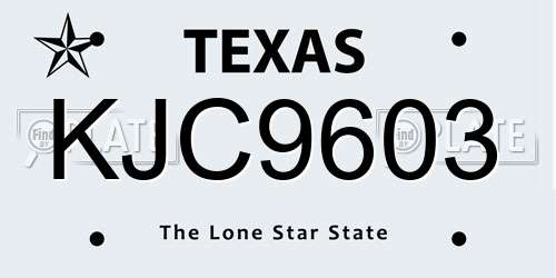 KJC9603 Texas License Plate