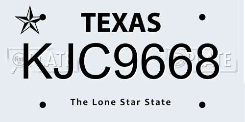KJC9668 Texas License Plate