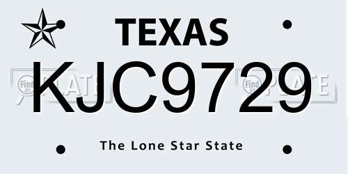 KJC9729 Texas License Plate