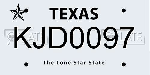 KJD0097 Texas License Plate