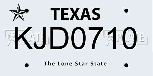 KJD0710 Texas License Plate