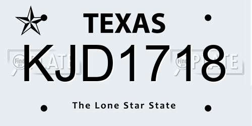 KJD1718 Texas License Plate