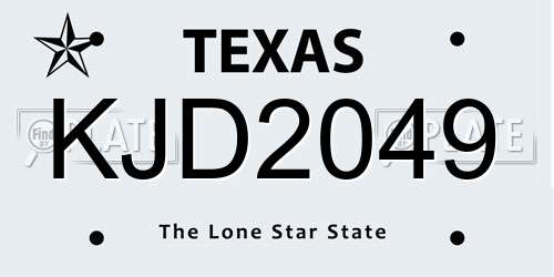 KJD2049 Texas License Plate