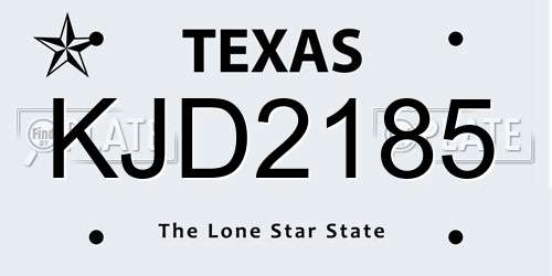 KJD2185 Texas License Plate
