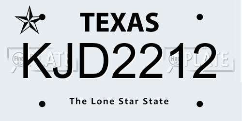 KJD2212 Texas License Plate