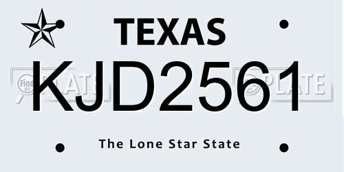 KJD2561 Texas License Plate