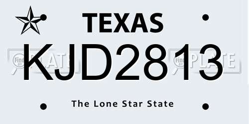 KJD2813 Texas License Plate