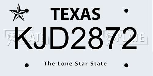 KJD2872 Texas License Plate