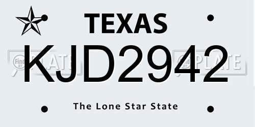 KJD2942 Texas License Plate