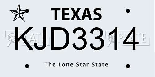 KJD3314 Texas License Plate