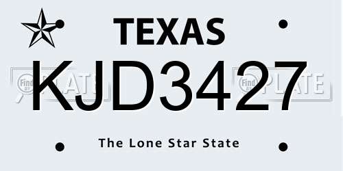 KJD3427 Texas License Plate