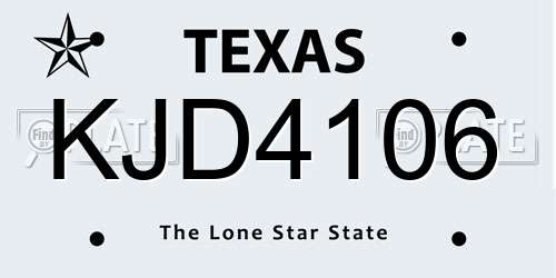 KJD4106 Texas License Plate