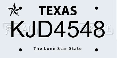 KJD4548 Texas License Plate
