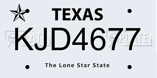 KJD4677 Texas License Plate