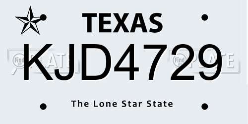 KJD4729 Texas License Plate