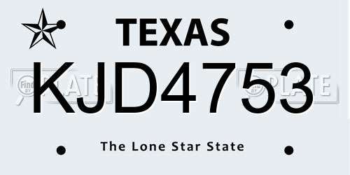 KJD4753 Texas License Plate