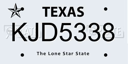 KJD5338 Texas License Plate