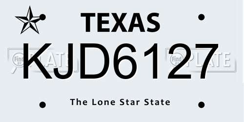 KJD6127 Texas License Plate