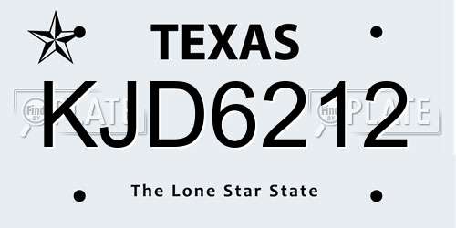 KJD6212 Texas License Plate