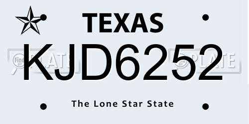 KJD6252 Texas License Plate