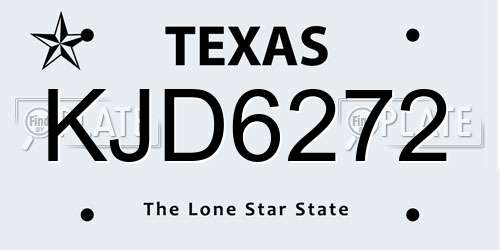 KJD6272 Texas License Plate