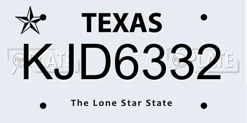 KJD6332 Texas License Plate