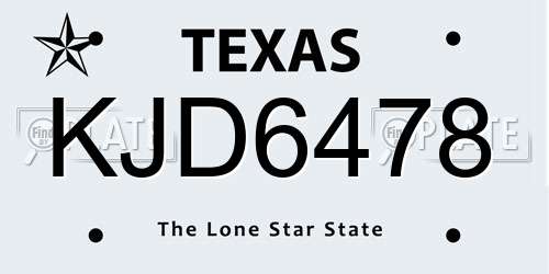 KJD6478 Texas License Plate