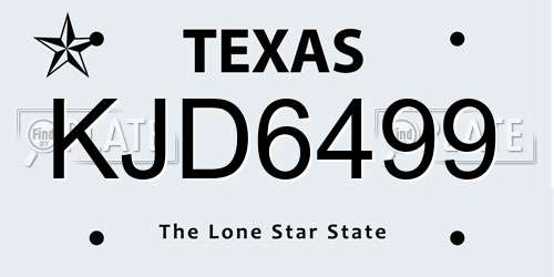 KJD6499 Texas License Plate