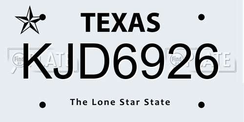 KJD6926 Texas License Plate