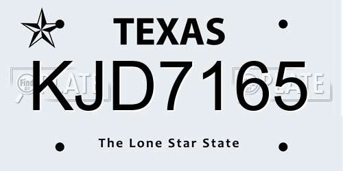 KJD7165 Texas License Plate