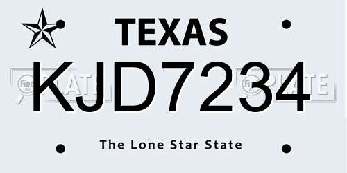 KJD7234 Texas License Plate