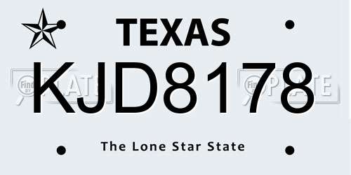 KJD8178 Texas License Plate