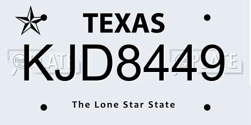 KJD8449 Texas License Plate