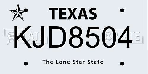 KJD8504 Texas License Plate