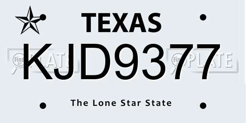 KJD9377 Texas License Plate