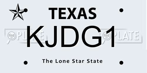 KJDG1 Texas License Plate