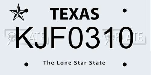 KJF0310 Texas License Plate