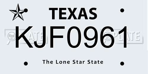 KJF0961 Texas License Plate