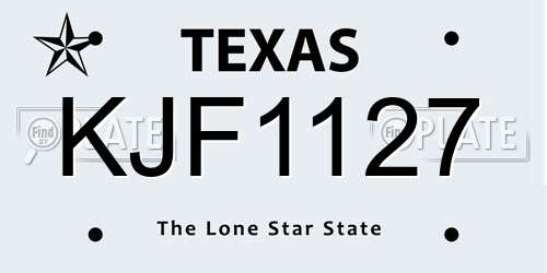 KJF1127 Texas License Plate